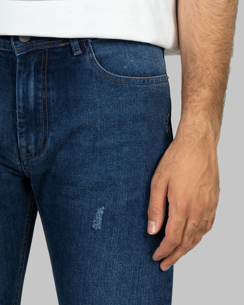 شلوار جین زاپ دار جذب مردانه آبی تیره  22211284