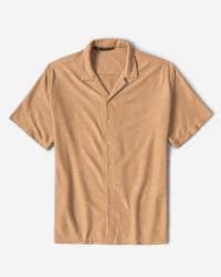 پیراهن مردانه آستین کوتاه یقه انگلیسی قهوه ای روشن 22122256