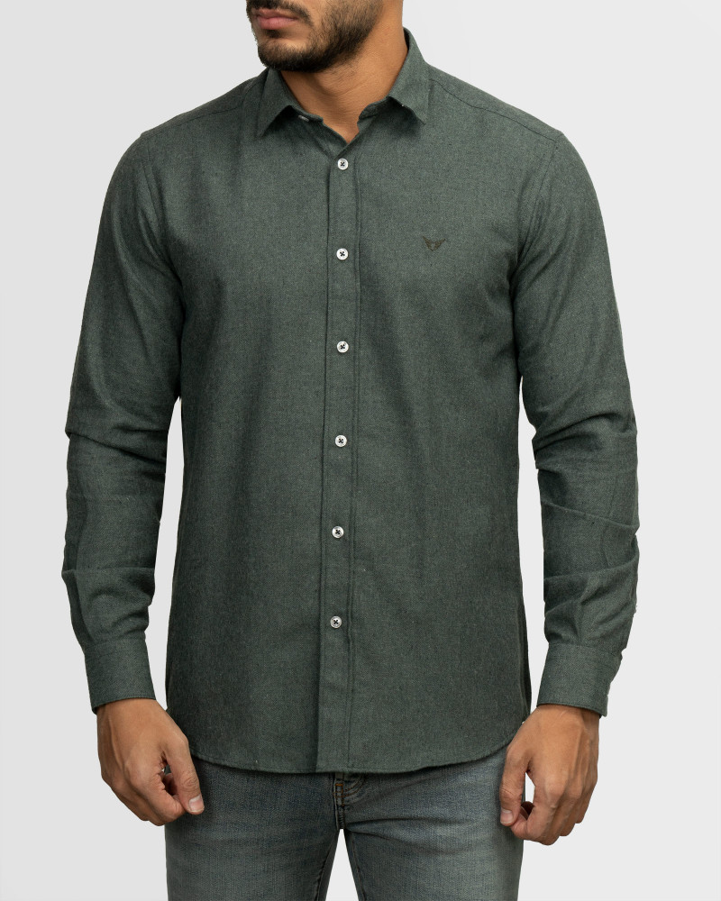 پیراهن نیمه ضخیم مردانه آستین بلند سبز 22368124