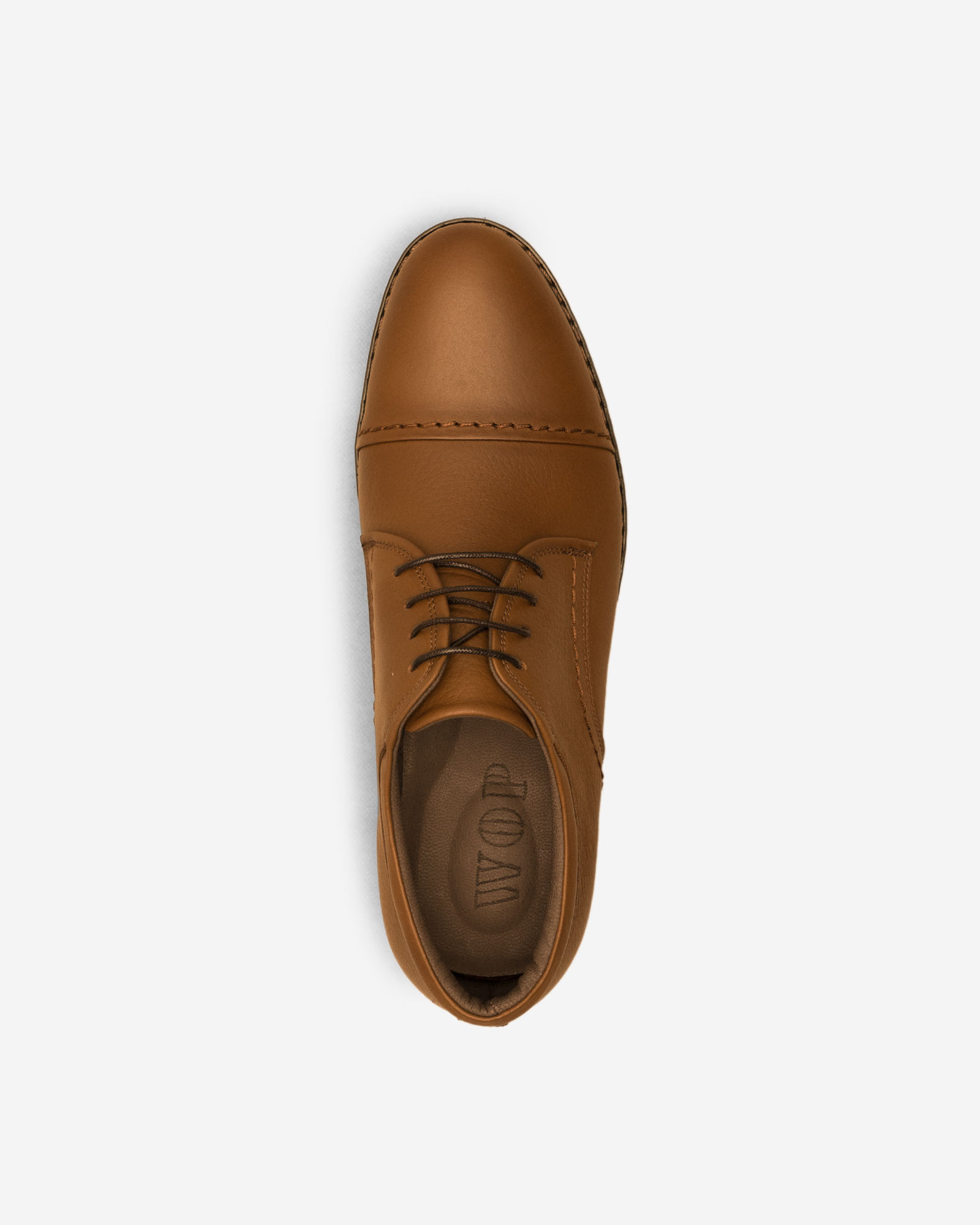کفش رسمی بنددار با چرم طبیعی قهوه ای روشن 21443176