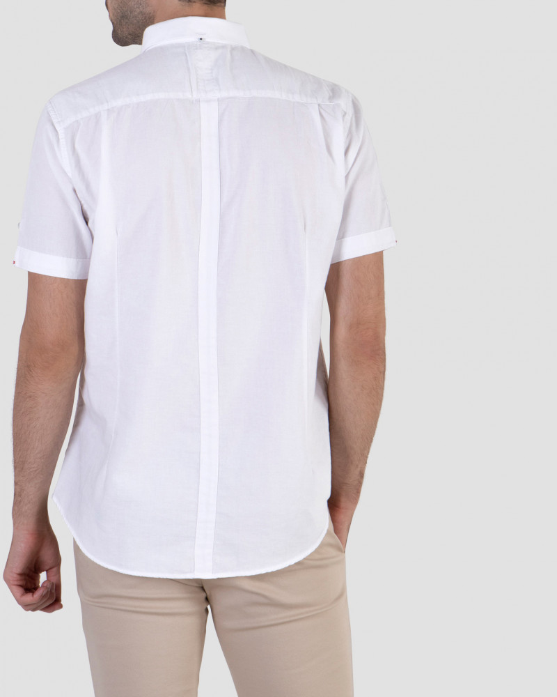 پیراهن ساده سفید آستین کوتاه 18222101