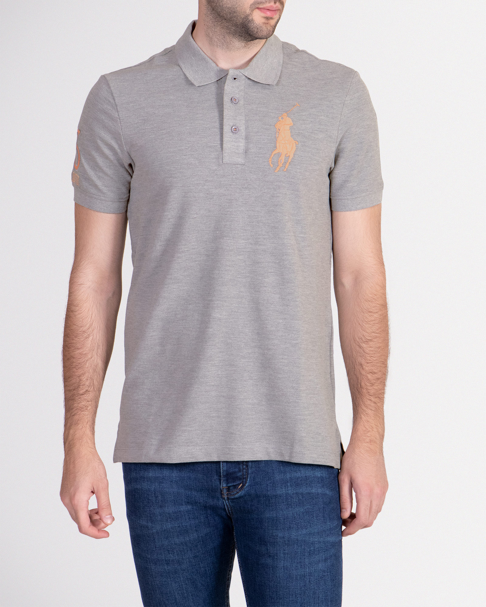 پولوشرت خاکستری سه دکمه لوگودار 19198181