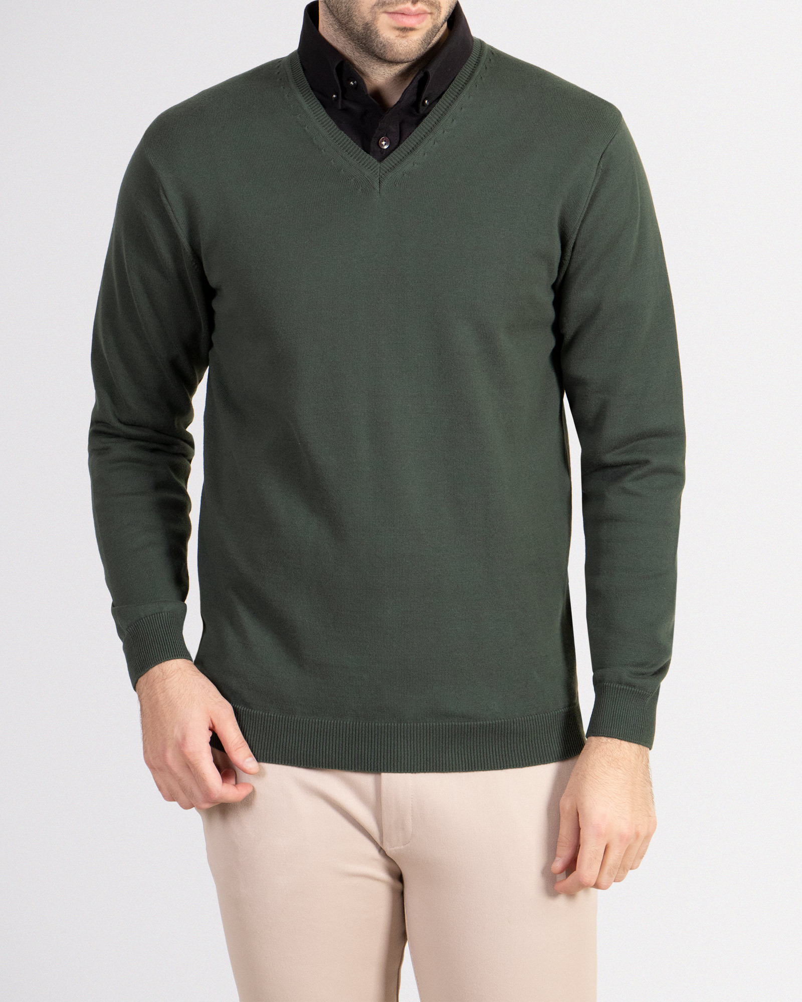 پلیور یقه هفت ساده  	سبز تیره 18372101