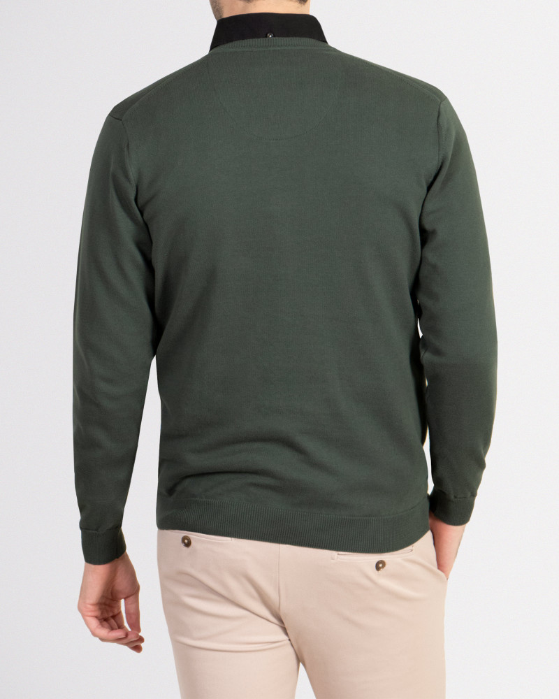 پلیور یقه هفت ساده  	سبز تیره 18372101