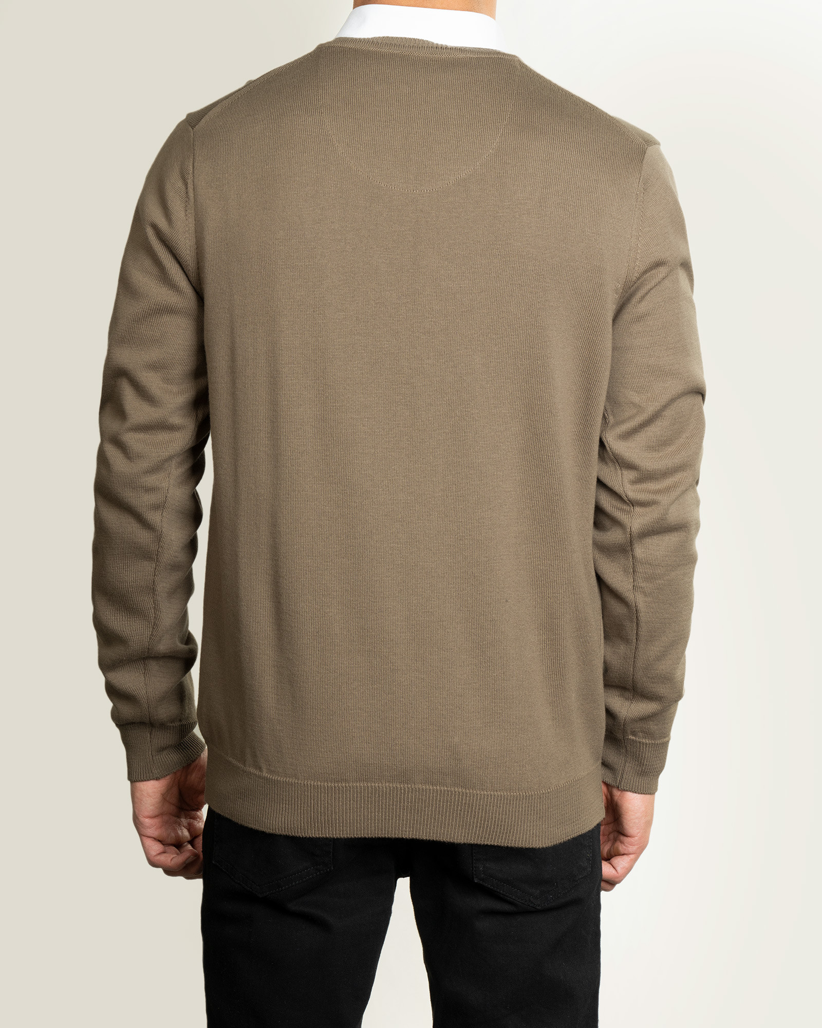 پلیور یقه هفت ساده خاکی18372101