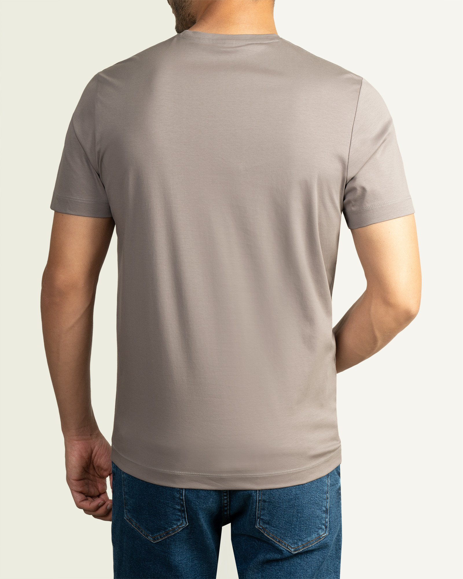 تیشرت مردانه آستین کوتاه یقه گرد ساده خاکستری روشن 21195120