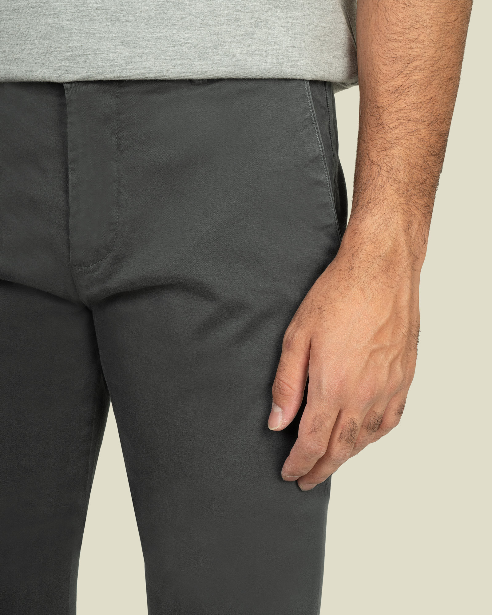 شلوار کتان ساده مردانه جذب خاکستری تیره 21215134