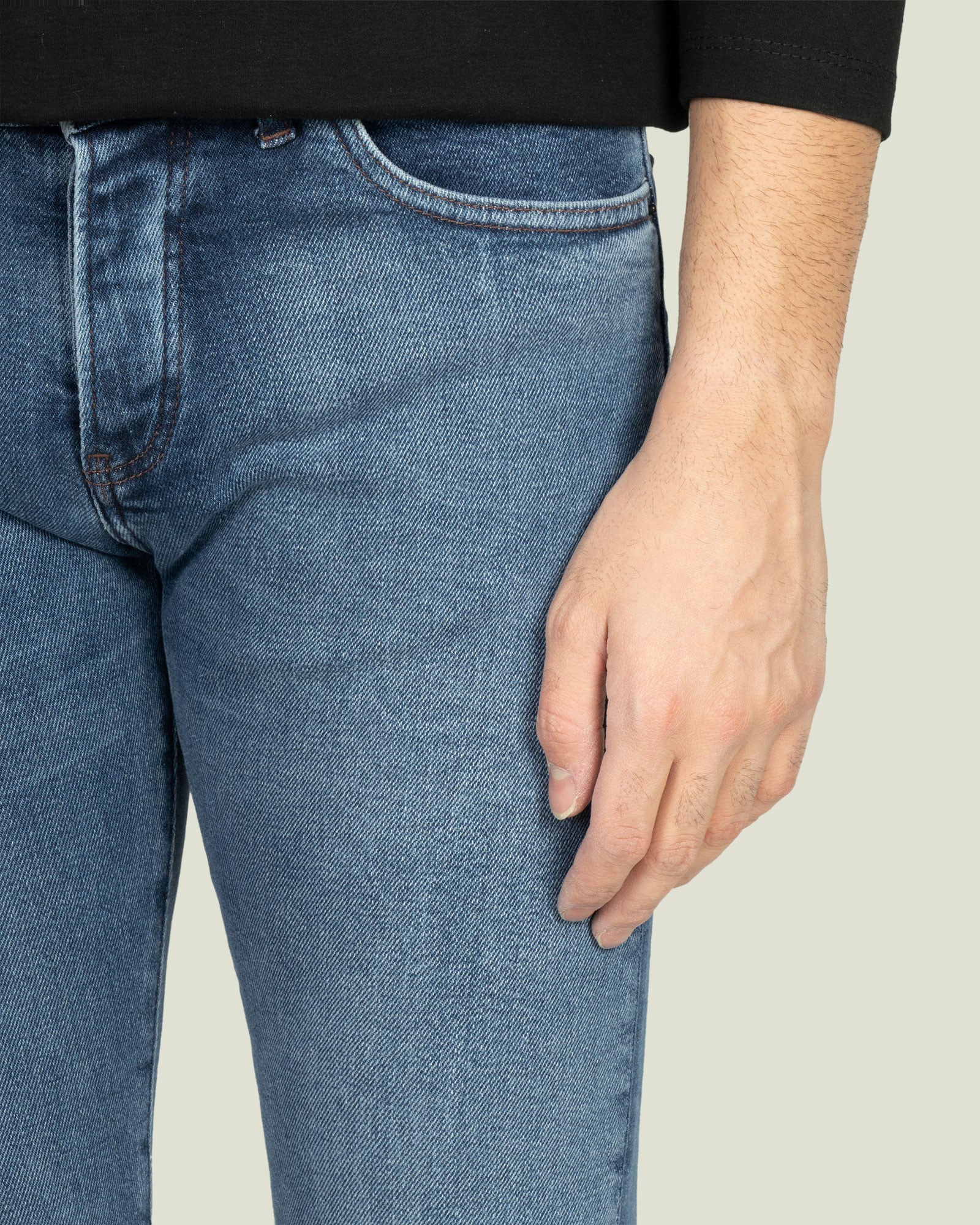 شلوار جین ساده جذب کشی مردانه آبی 21411239