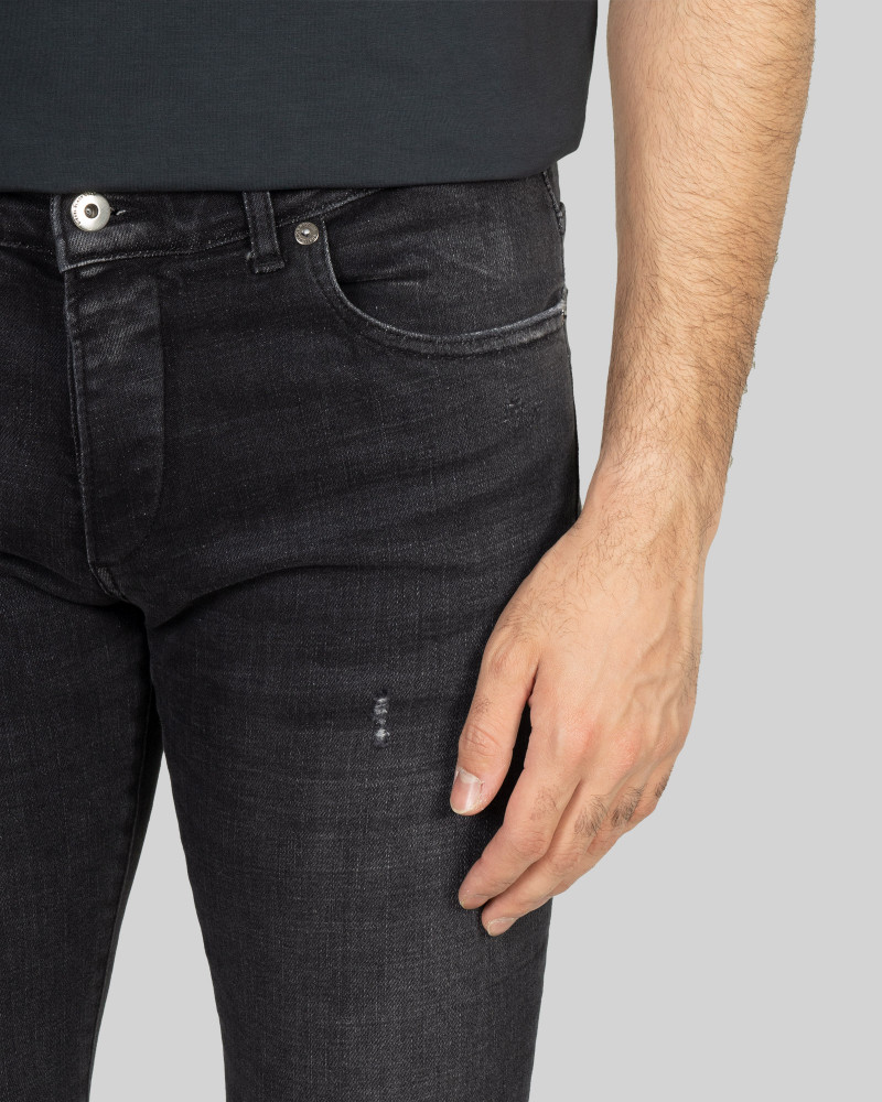 شلوار جین ساده جذب مردانه شیک ذغالی 21411277