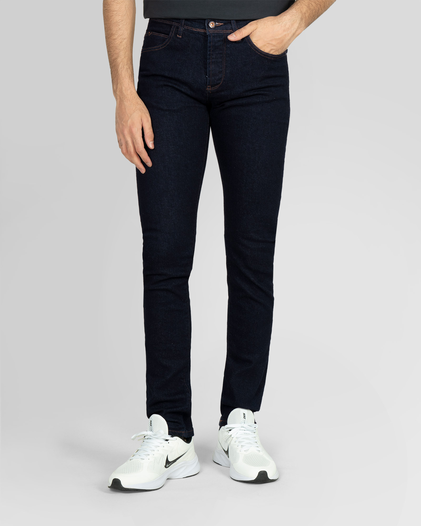 شلوار جین ساده جذب مردانه سرمه ای تیره 21411267