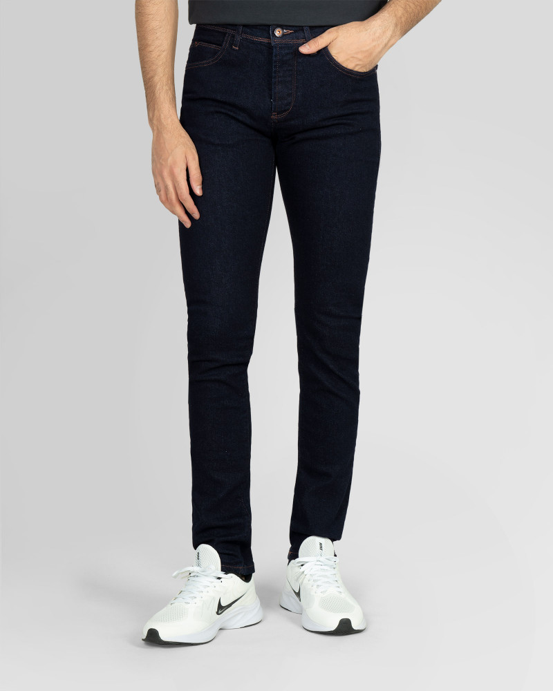 شلوار جین ساده جذب مردانه سرمه ای تیره 21411267