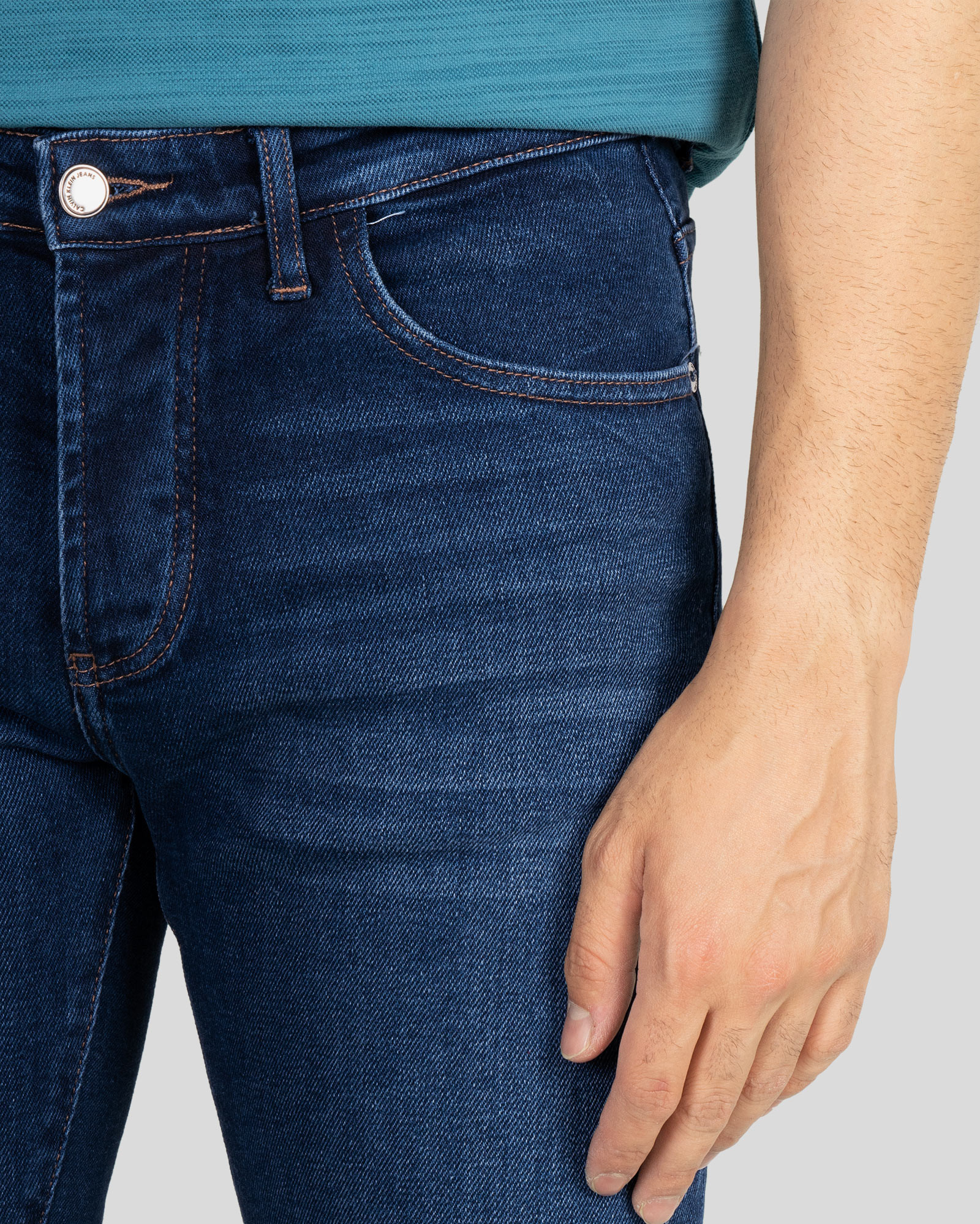 شلوار جین ساده جذب مردانه آبی تیره 21411262