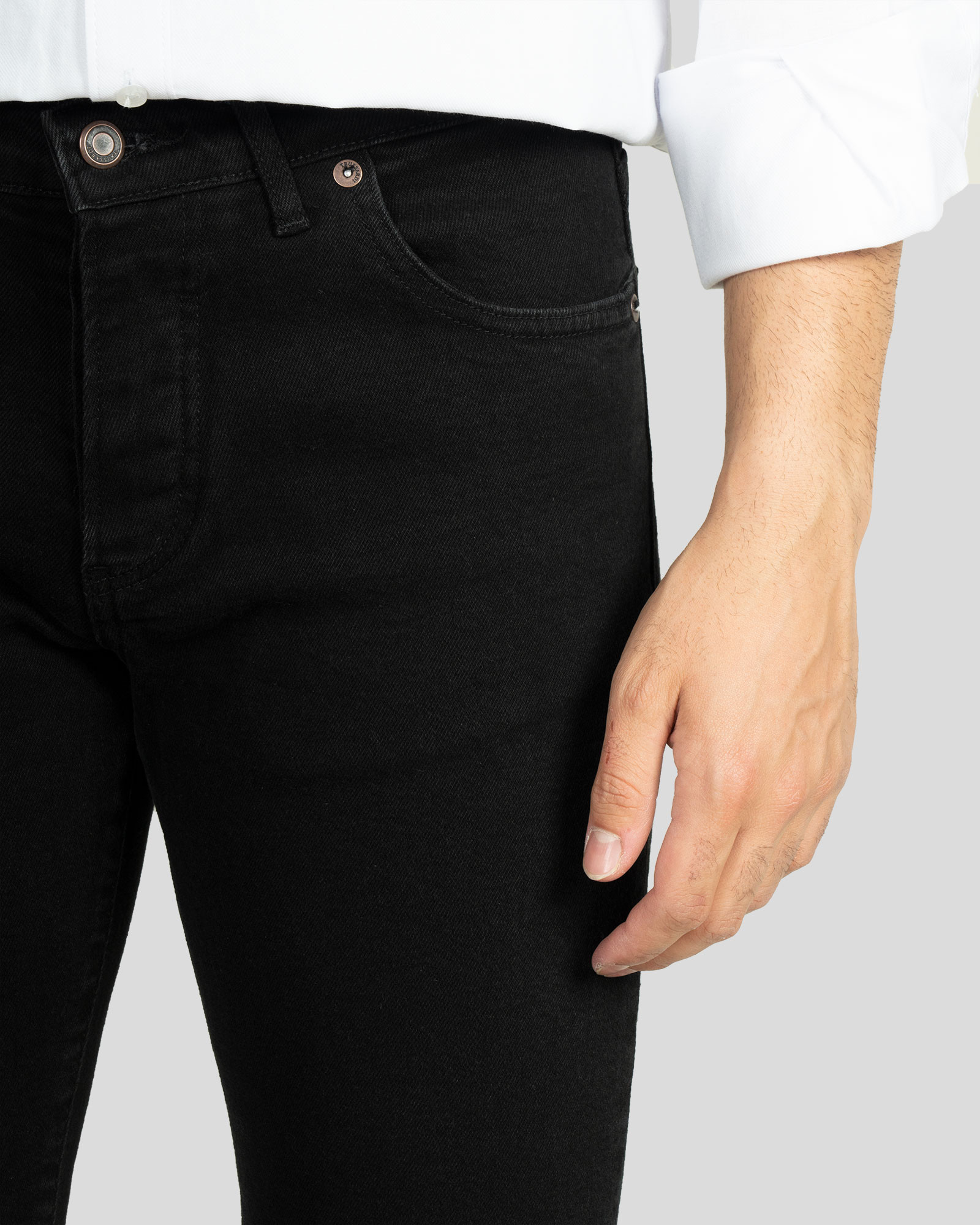شلوار جین ساده جذب مردانه مشکی 21411276