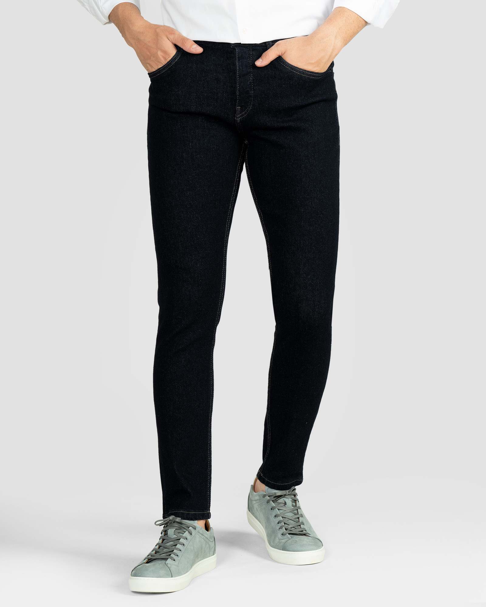 شلوار جین ساده جذب کشی مردانه شیک سرمه ای 21410215