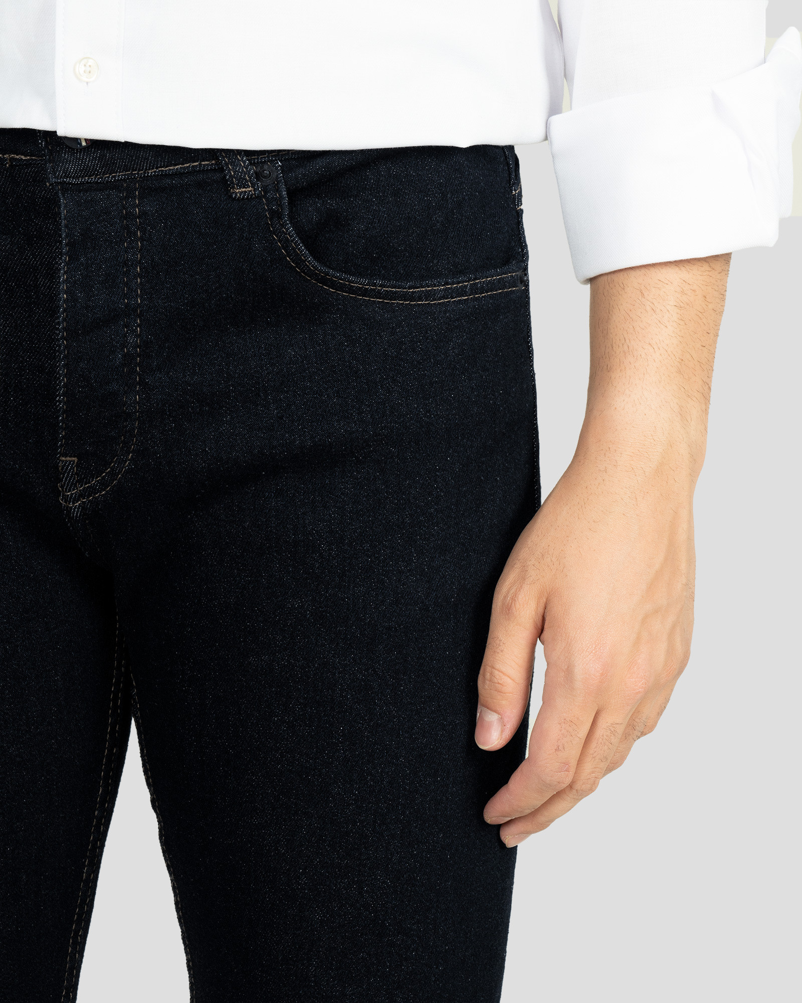 شلوار جین ساده جذب کشی مردانه شیک سرمه ای 21410215