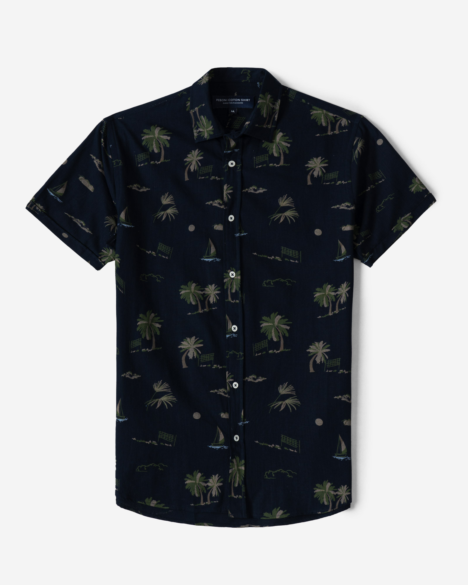 پیراهن آستین کوتاه طرحدار سرمه ای 22123290