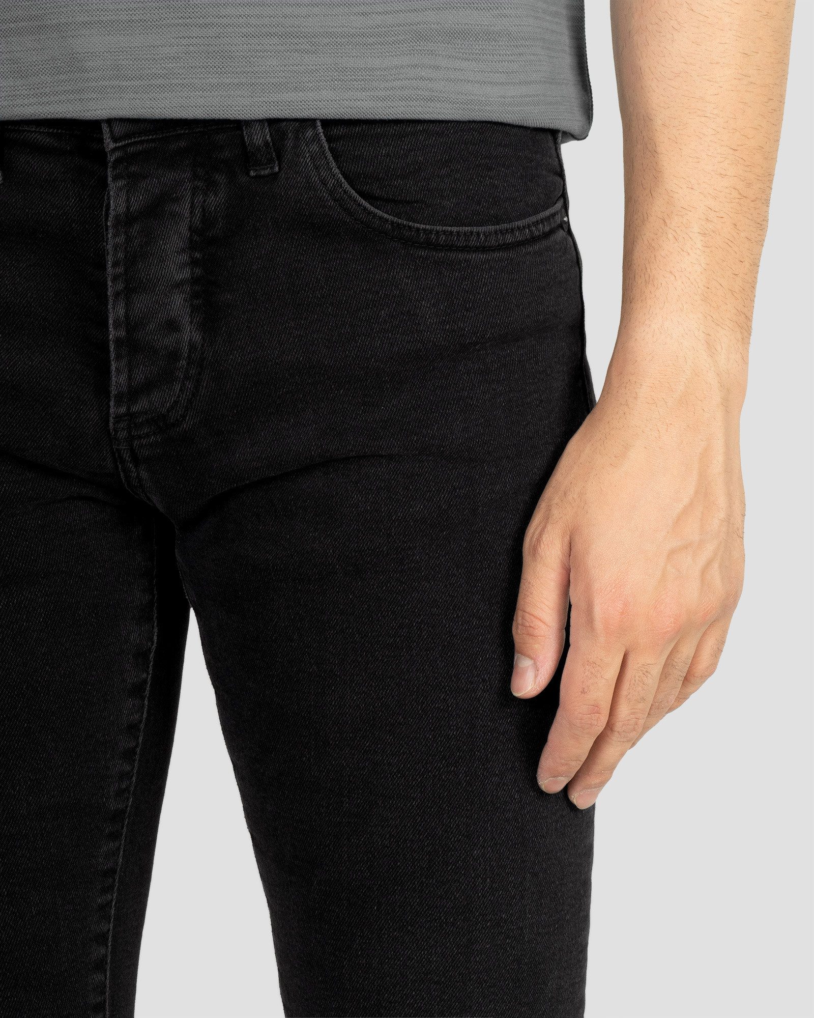 شلوار جین ساده جذب مردانه مشکی 21411265
