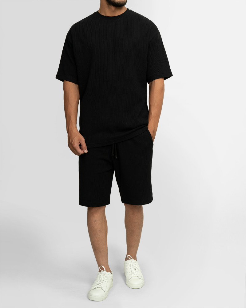 ست تیشرت و شلوارک مشکی 22192105