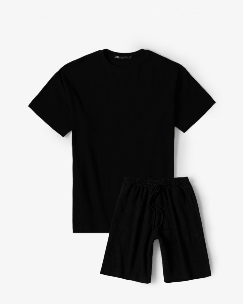 ست تیشرت و شلوارک مشکی 22192105