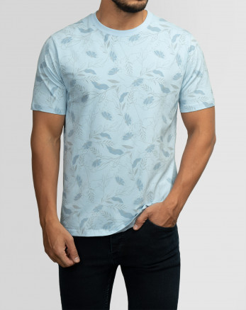 تیشرت مردانه طرحدار آستین کوتاه یقه گرد  آبی 22196372