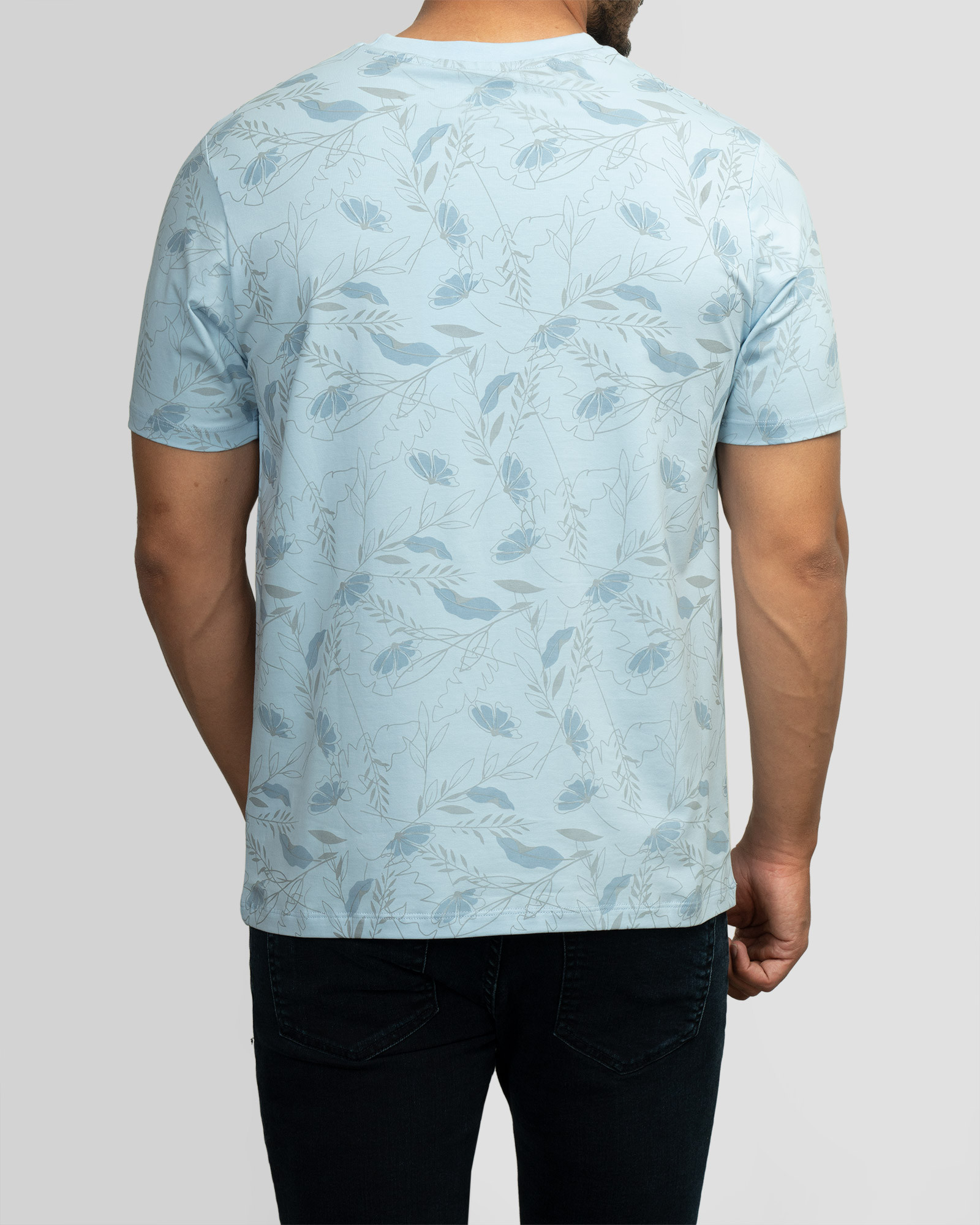 تیشرت مردانه طرحدار آستین کوتاه یقه گرد  آبی 22196372