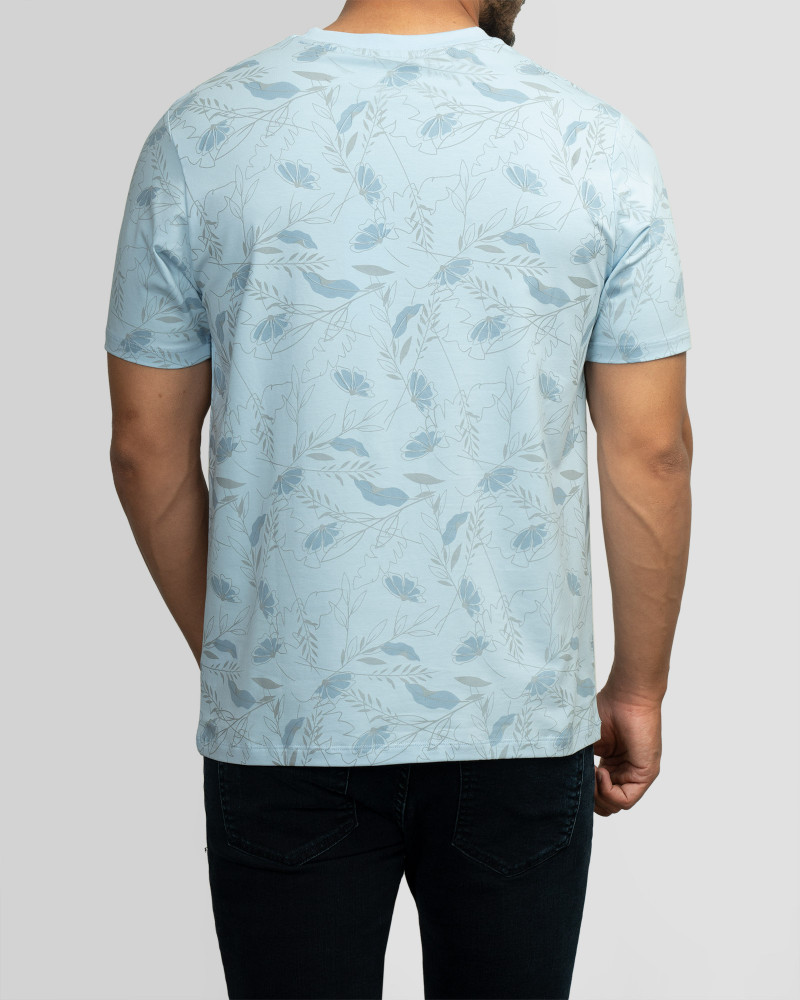 تیشرت مردانه طرحدار آستین کوتاه یقه گرد  آبی 22196372