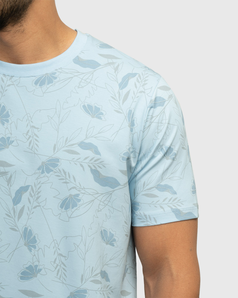 تیشرت مردانه طرحدار آستین کوتاه یقه گرد  آبی 22196372