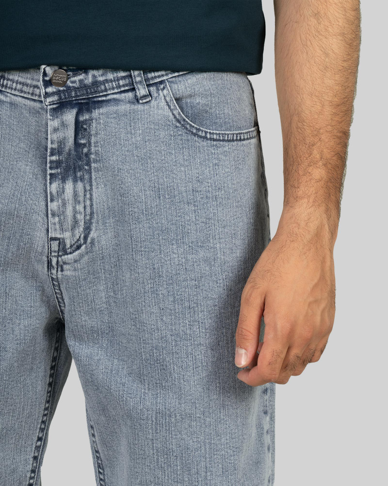 شلوار جین ساده مام فیت مردانه آبی روشن 22224579