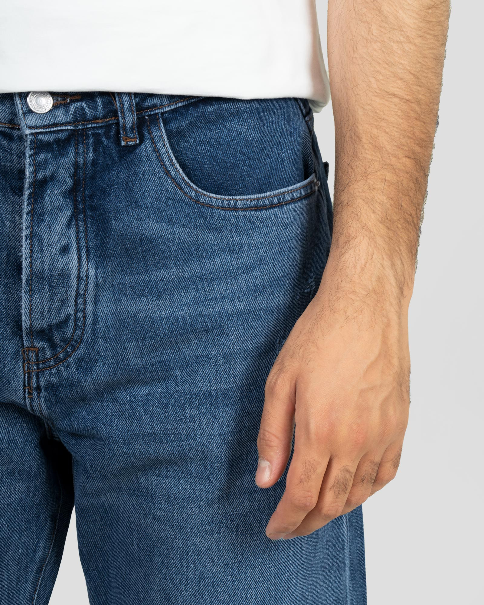 شلوار جین ساده مام استایل مردانه آبی 22224571