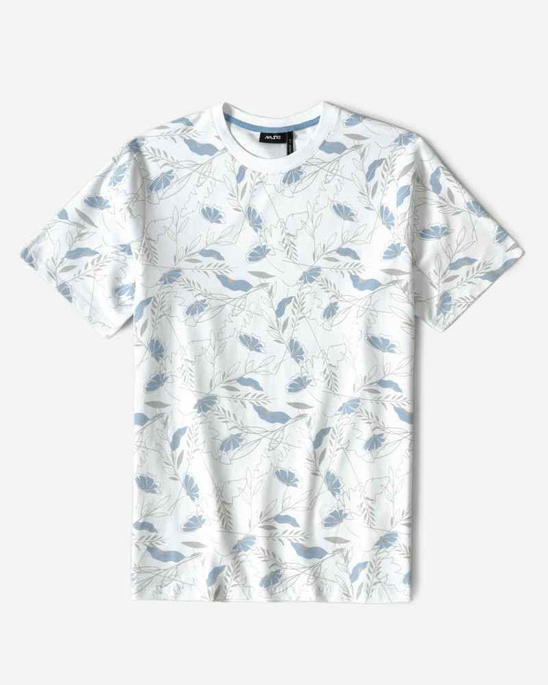 تیشرت مردانه طرحدار آستین کوتاه یقه گردسفید  22196372