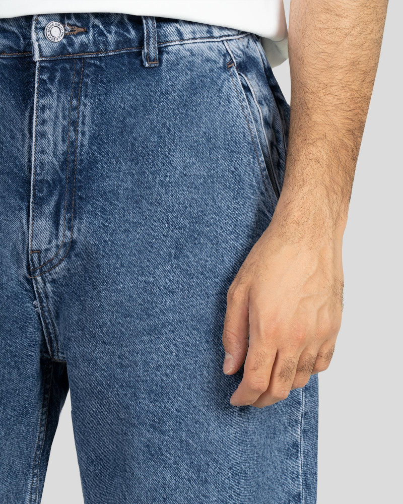 شلوار جین ساده مام استایل مردانه آبی 22224584