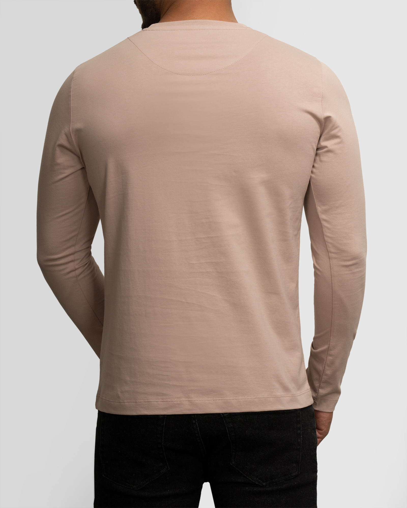 تیشرت مردانه آستین بلند یقه گرد ساده گلبه ای  22228120