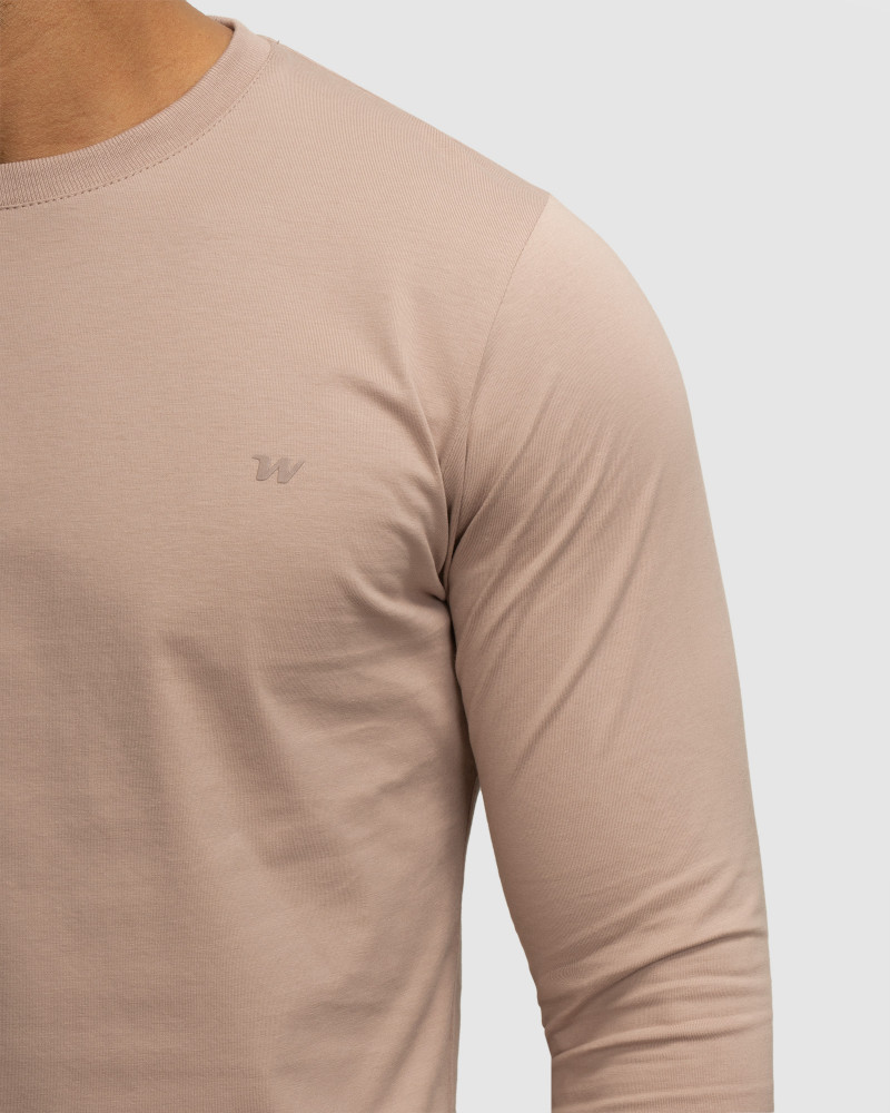 تیشرت مردانه آستین بلند یقه گرد ساده گلبه ای  22228120