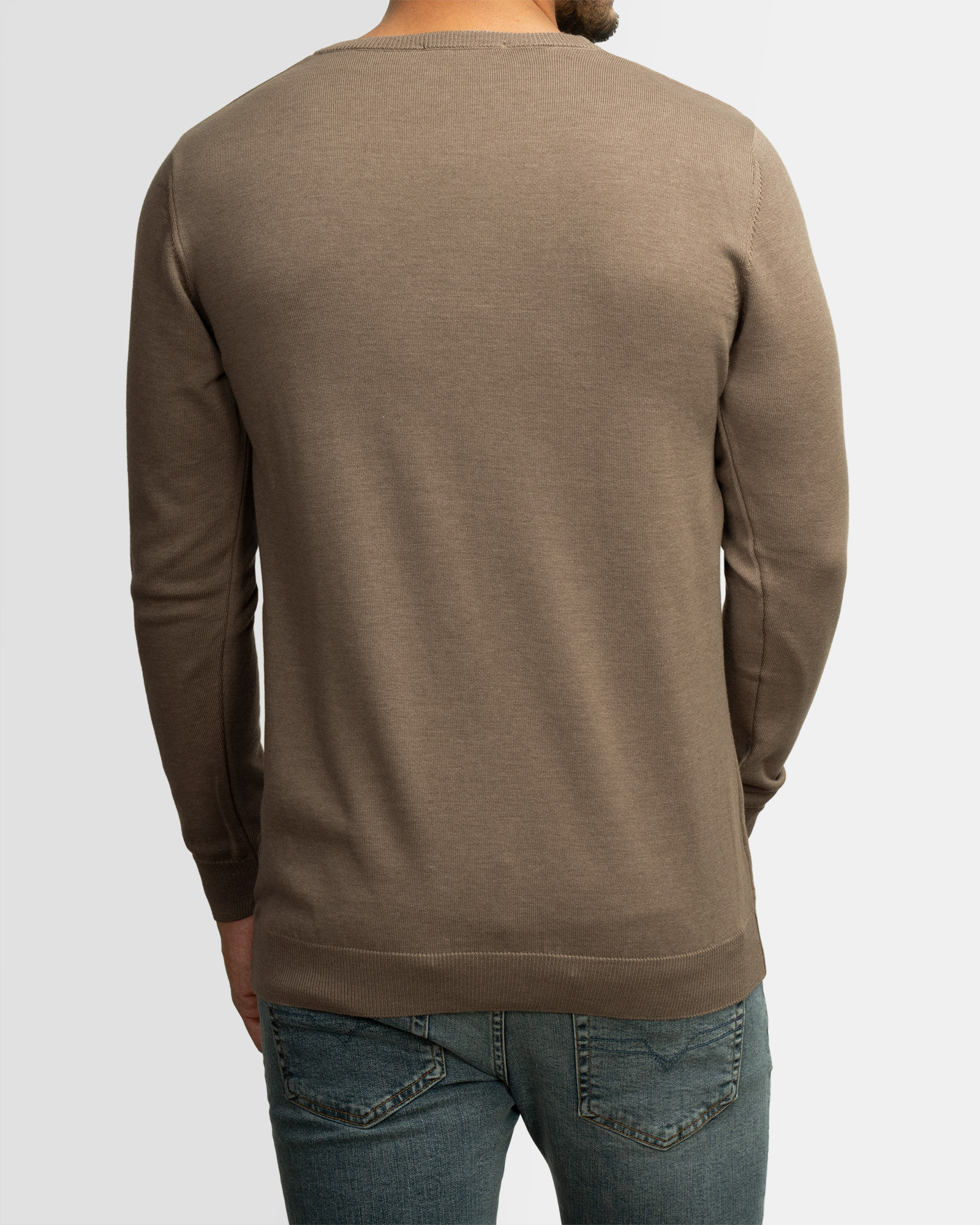 پلیور بافت یقه گرد طرحدار قهوه ای 22258102