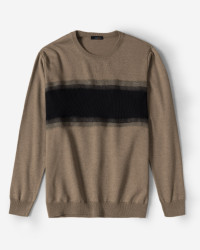 پلیور بافت یقه گرد طرحدار قهوه ای 22258102