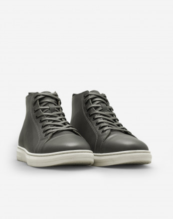 کفش نیم بوت بنددار با چرم صنعتی خاکستری روشن 22370143