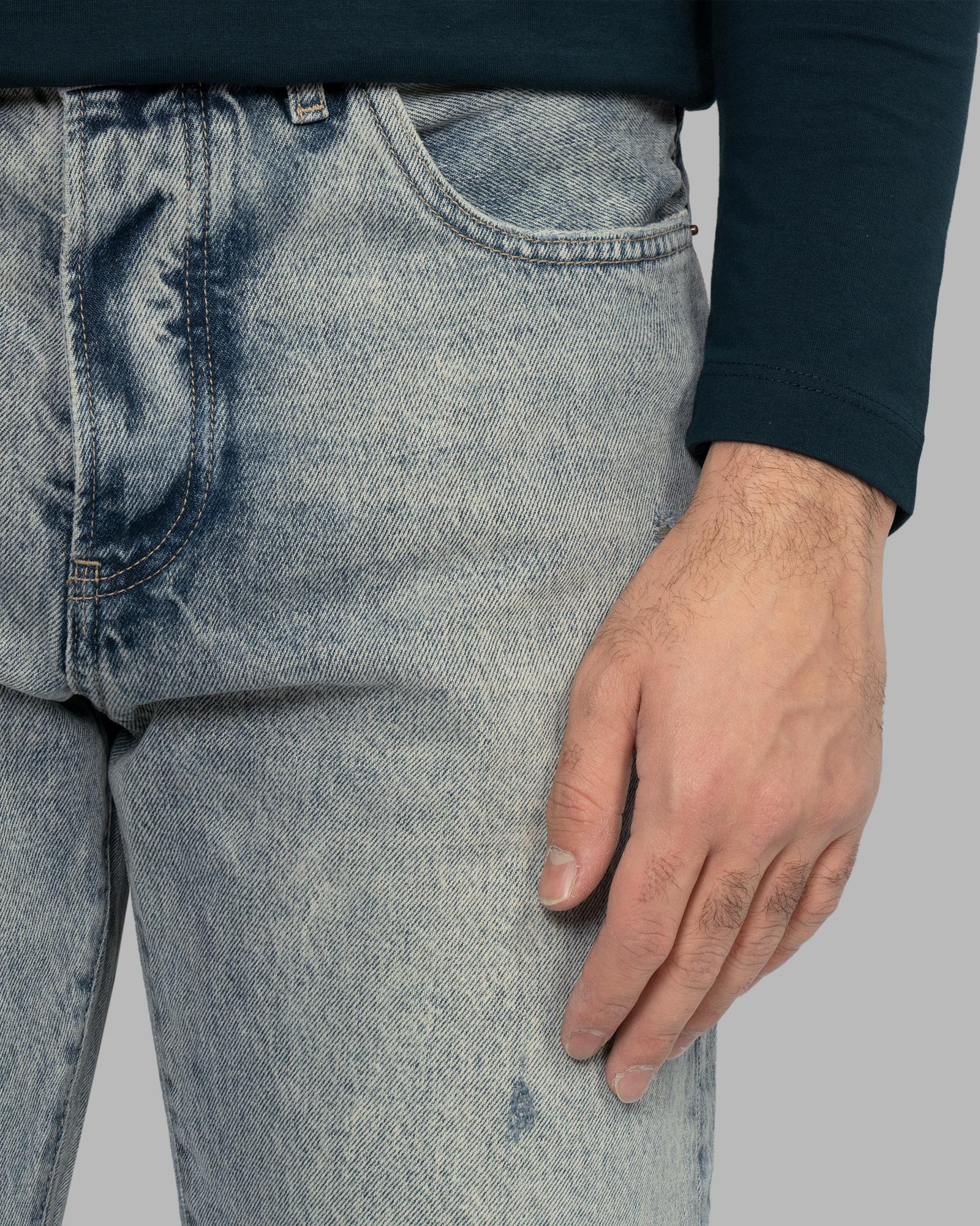 شلوار جین زاپ دار رگولار مردانه آبی روشن 22312165