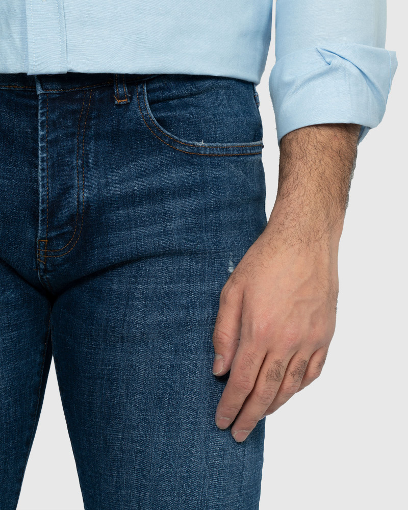 شلوار جین ساده اسلیم مردانه آبی تیره 22311326