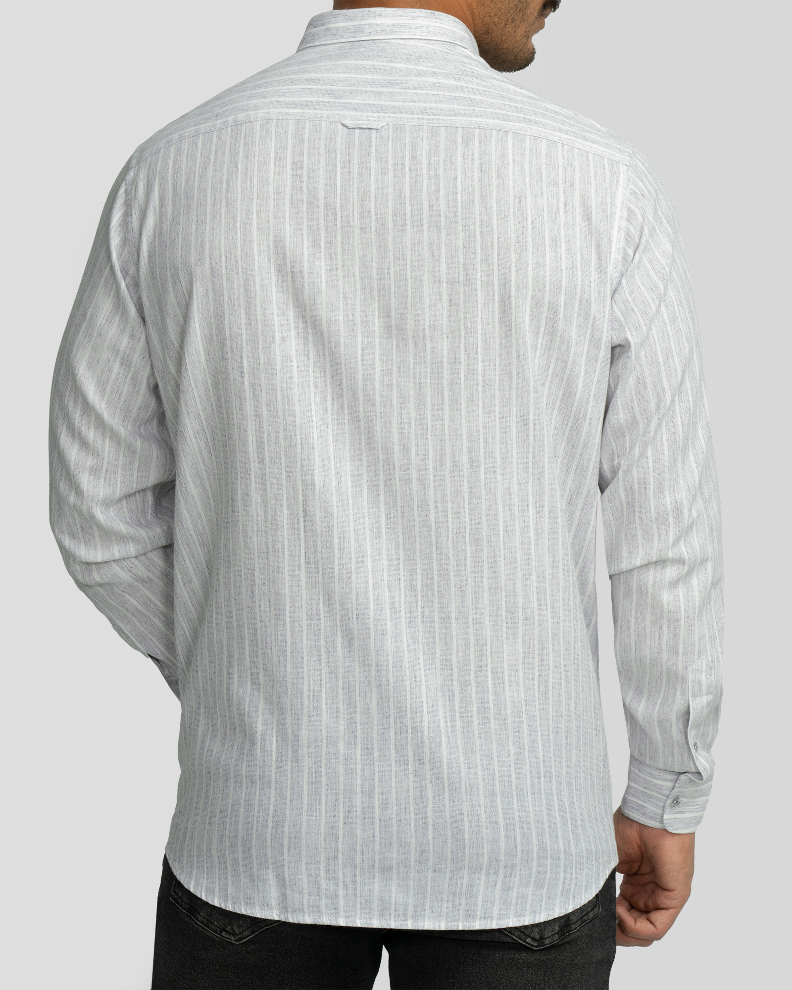 پیراهن آستین بلند راه راه سرمه ای روشن 22466138