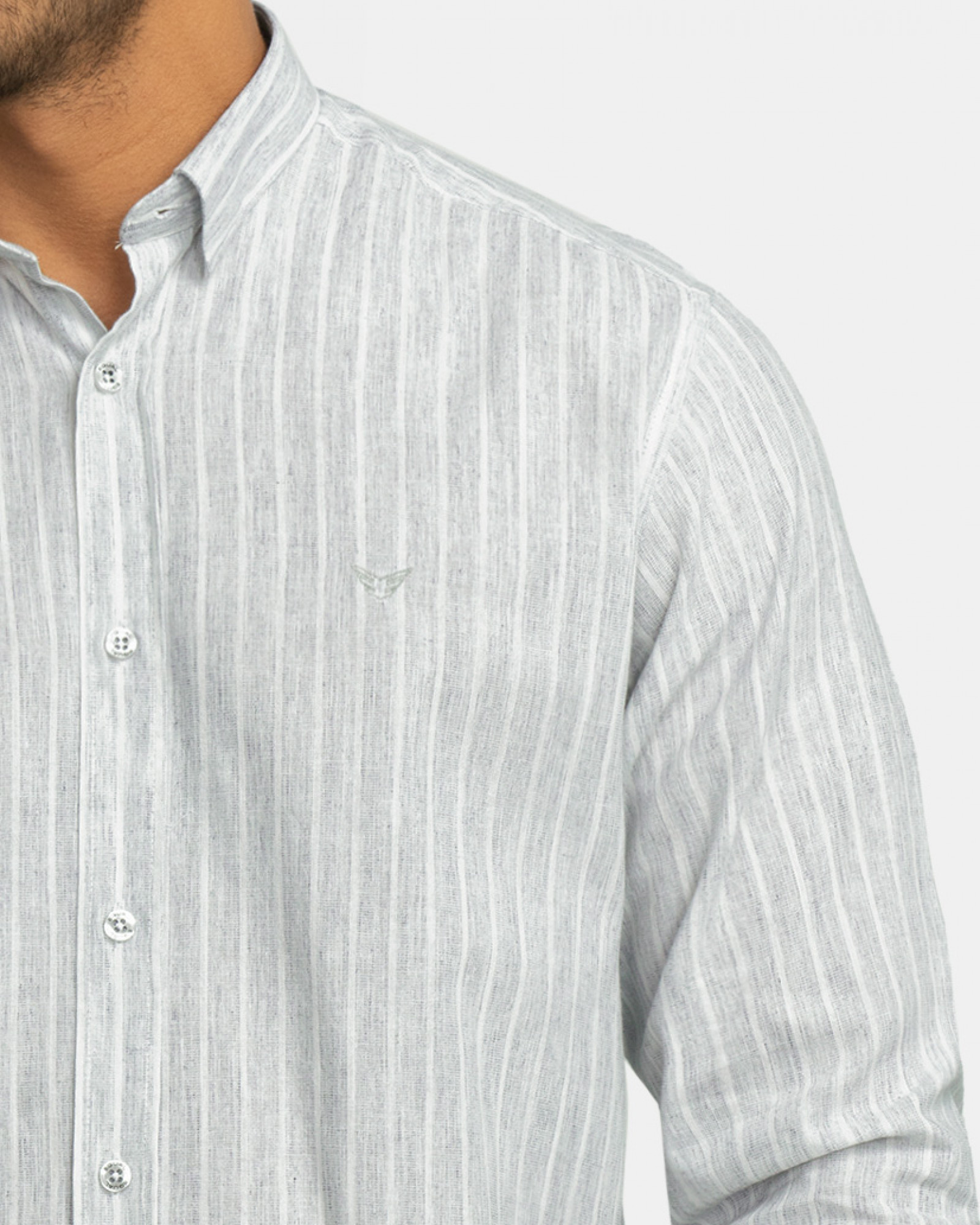 پیراهن آستین بلند راه راه سرمه ای روشن 22466138