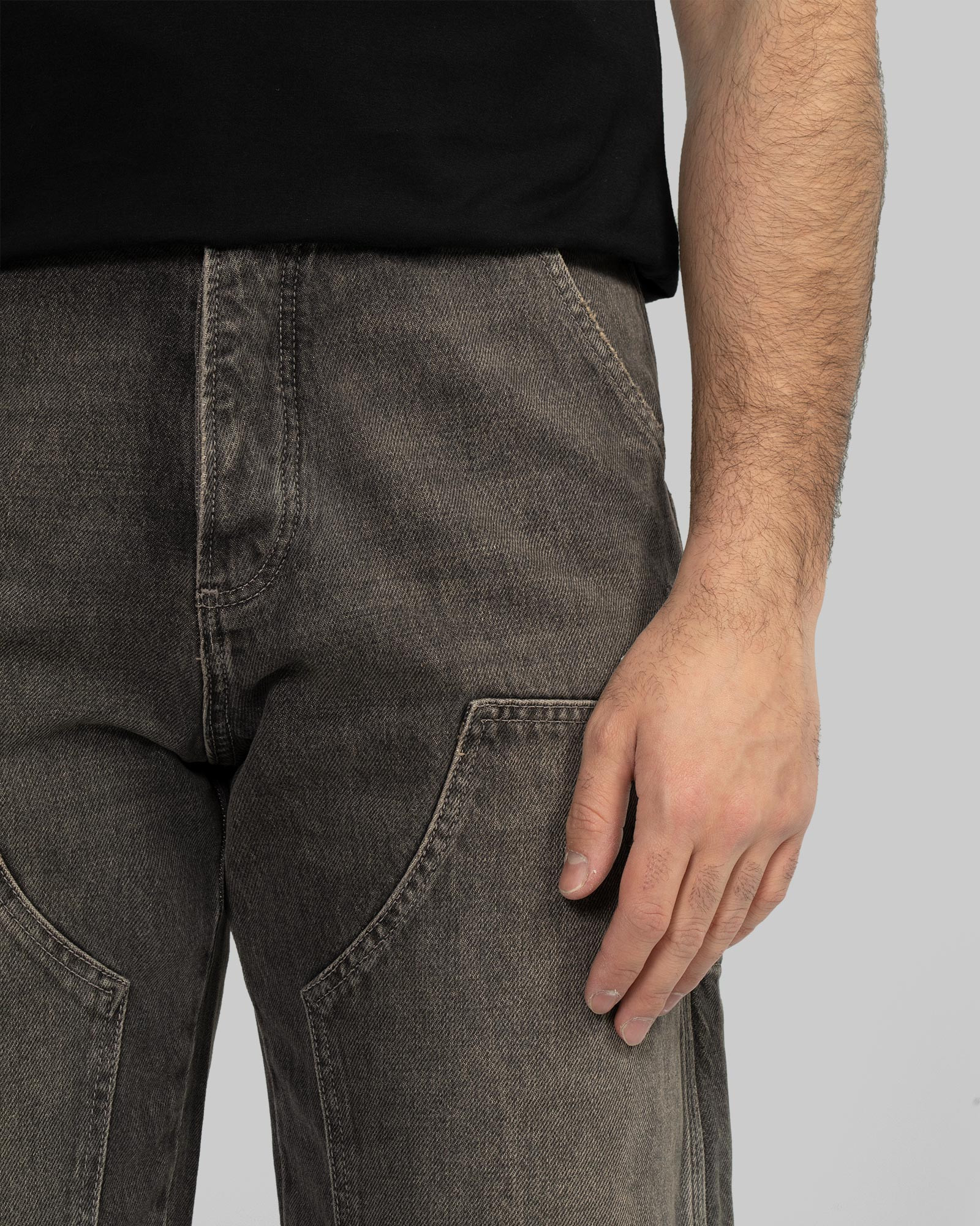 شلوار جین ساده cargo مردانه خاکستری تیره 22412168