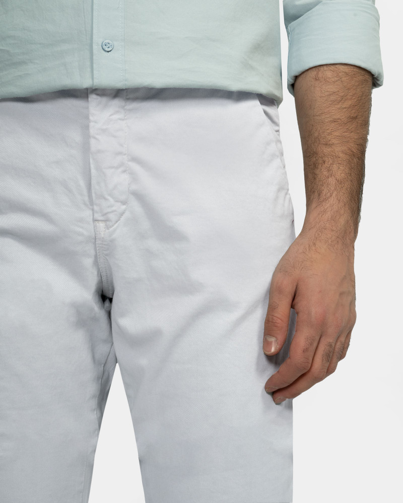 شلوار کتان اسلیم ساده خاکستری روشن 22415164