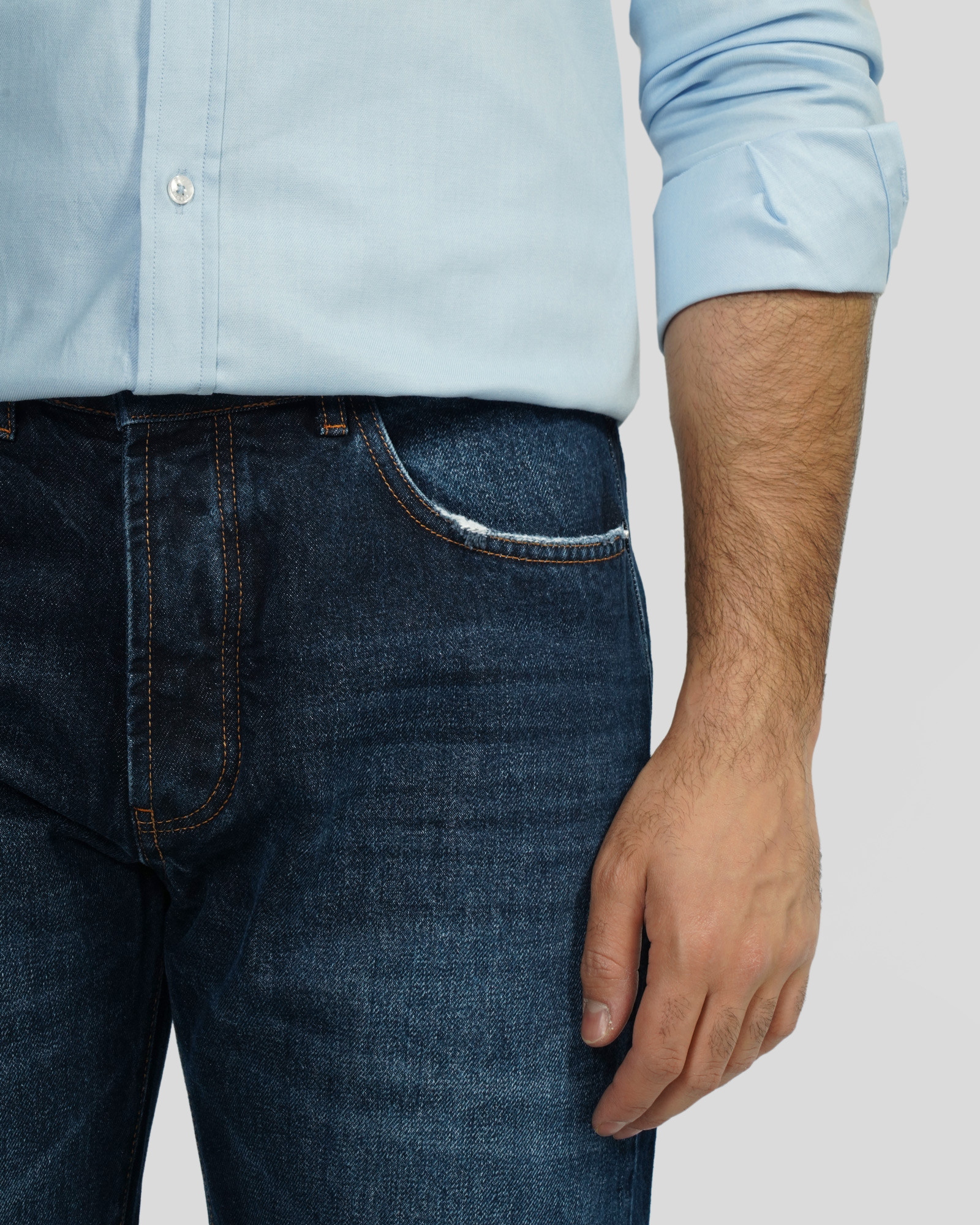 شلوار جین استریت فیت (Straight fit) ساده مردانه سرمه ای 23324699
