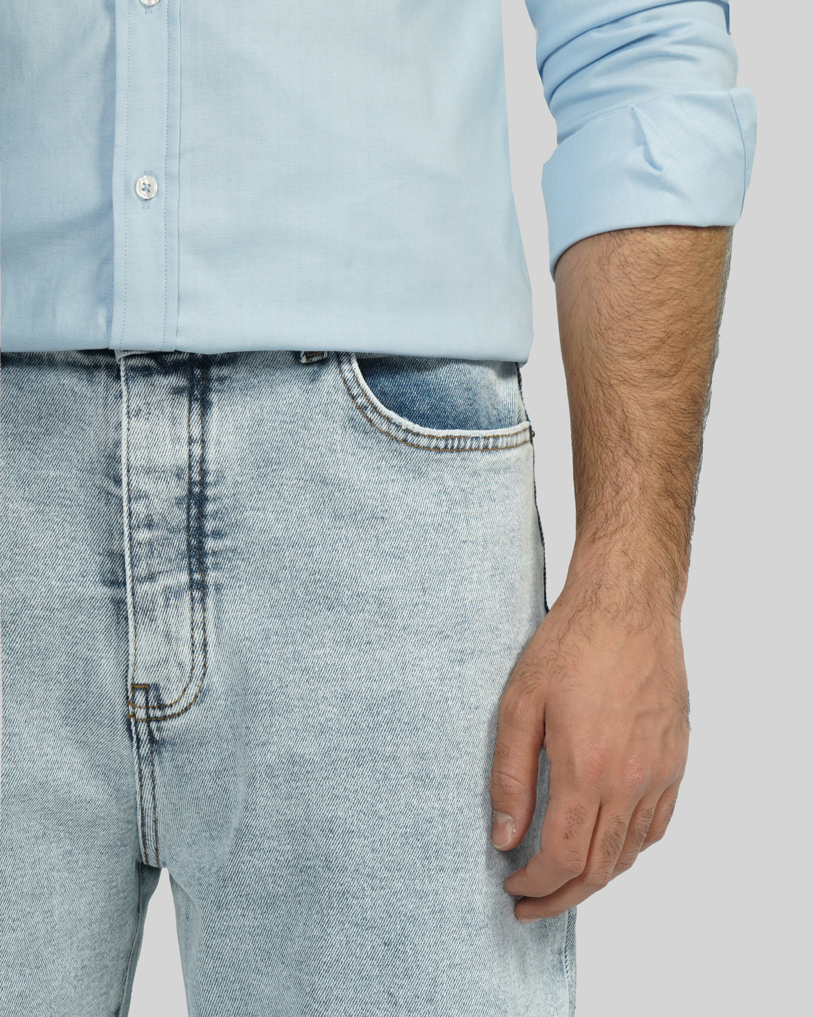 شلوار جین استریت فیت (Straight fit) ساده مردانه آبی روشن 23324699