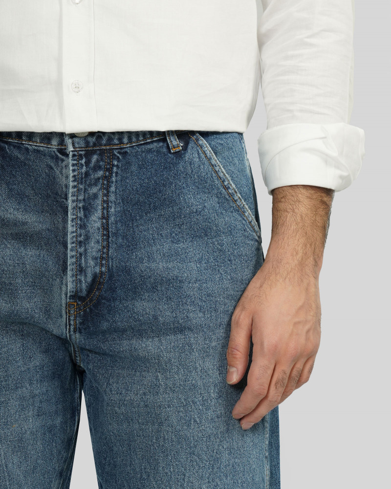 شلوار جین بگ (Baggy) ساده مردانه آبی تیره 23212193
