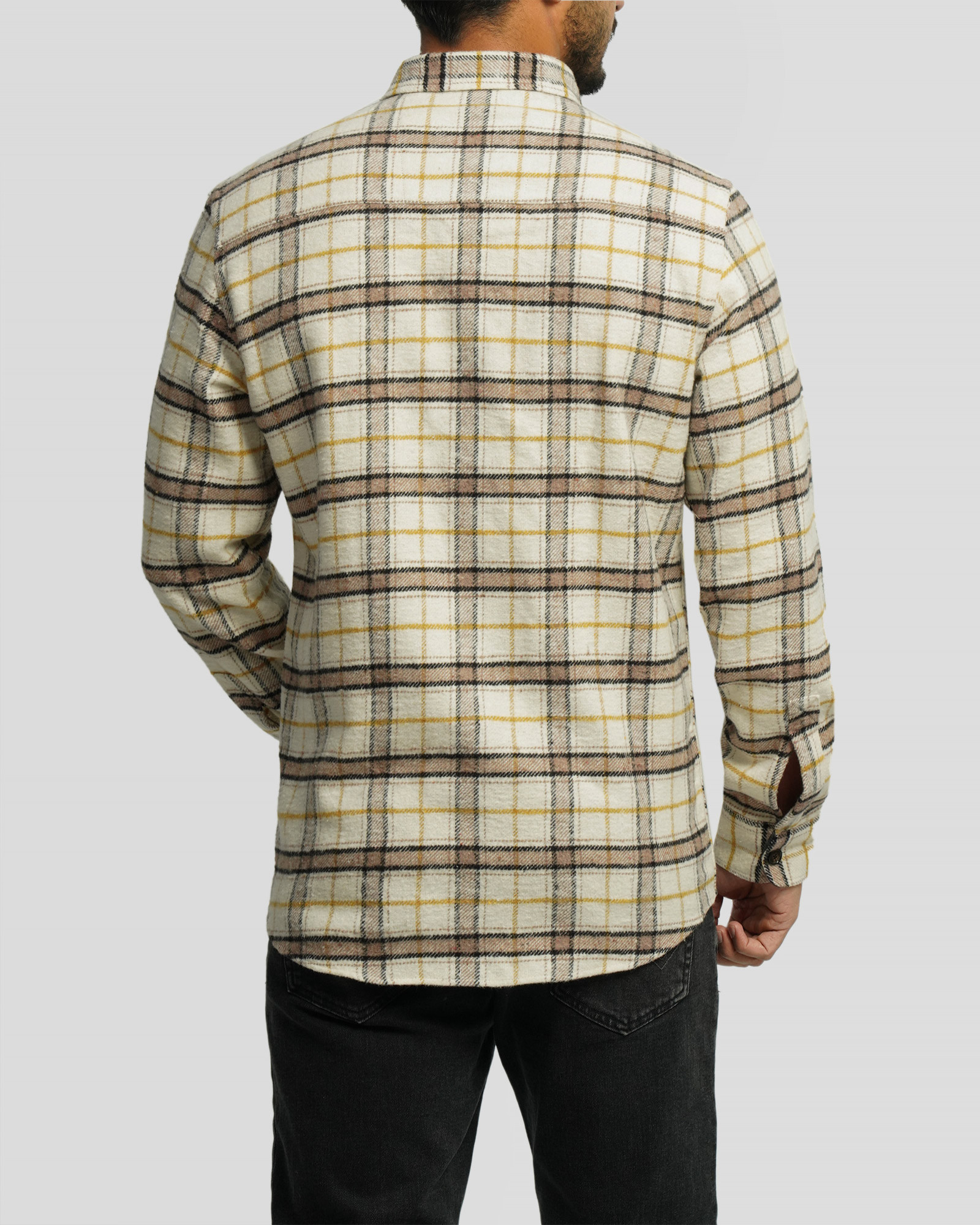 خرید و قیمت پیراهن ضخیم چهارخانه آستین بلند کرم 23352273