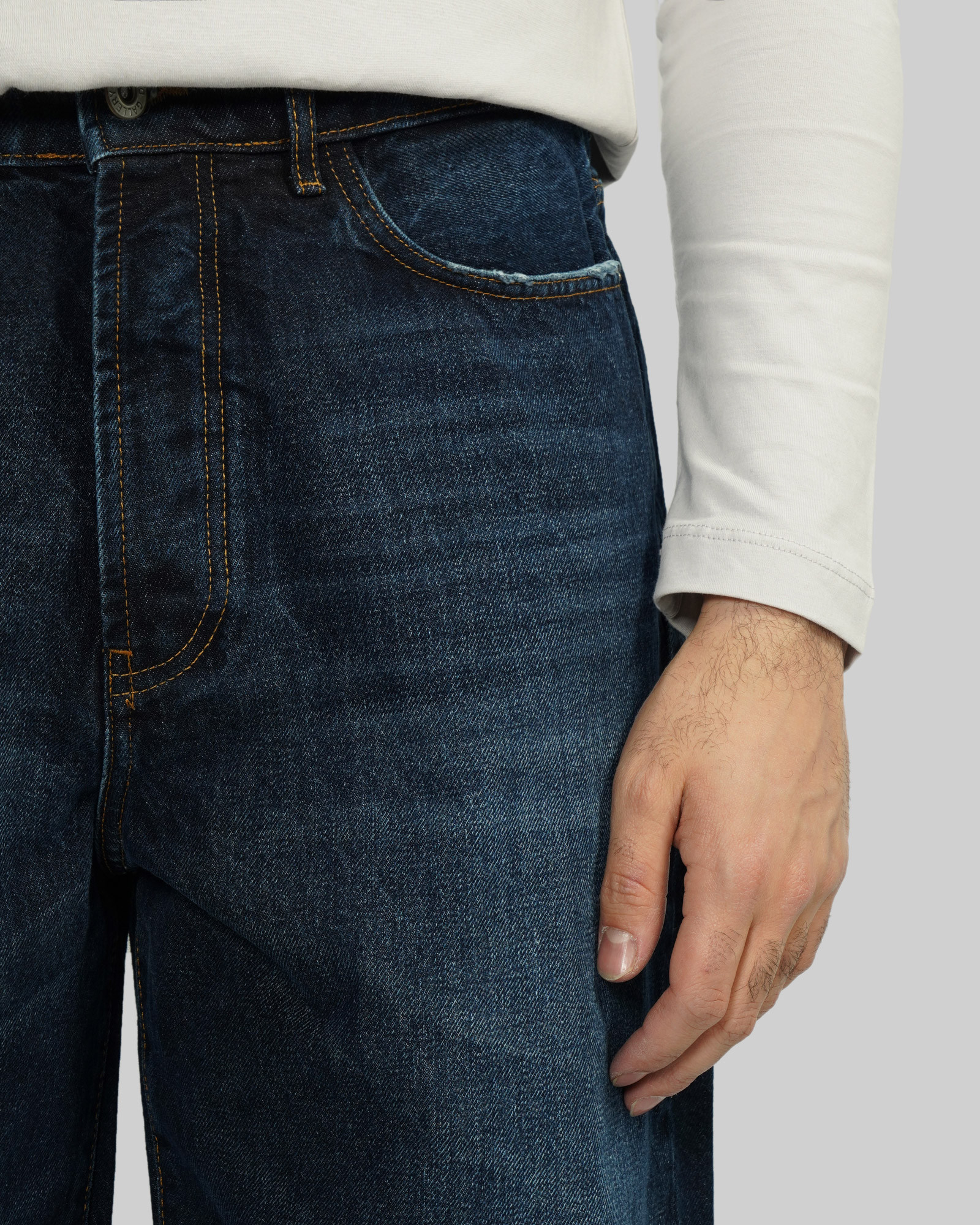 شلوار جین واید لگ (Wide leg) ساده مردانه سرمه ای 23324711