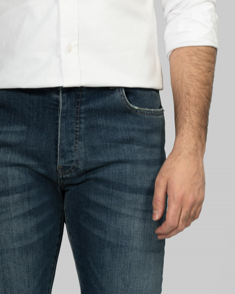 شلوار جین اسکینی (skinny) ساده مردانه سرمه ای 23410269