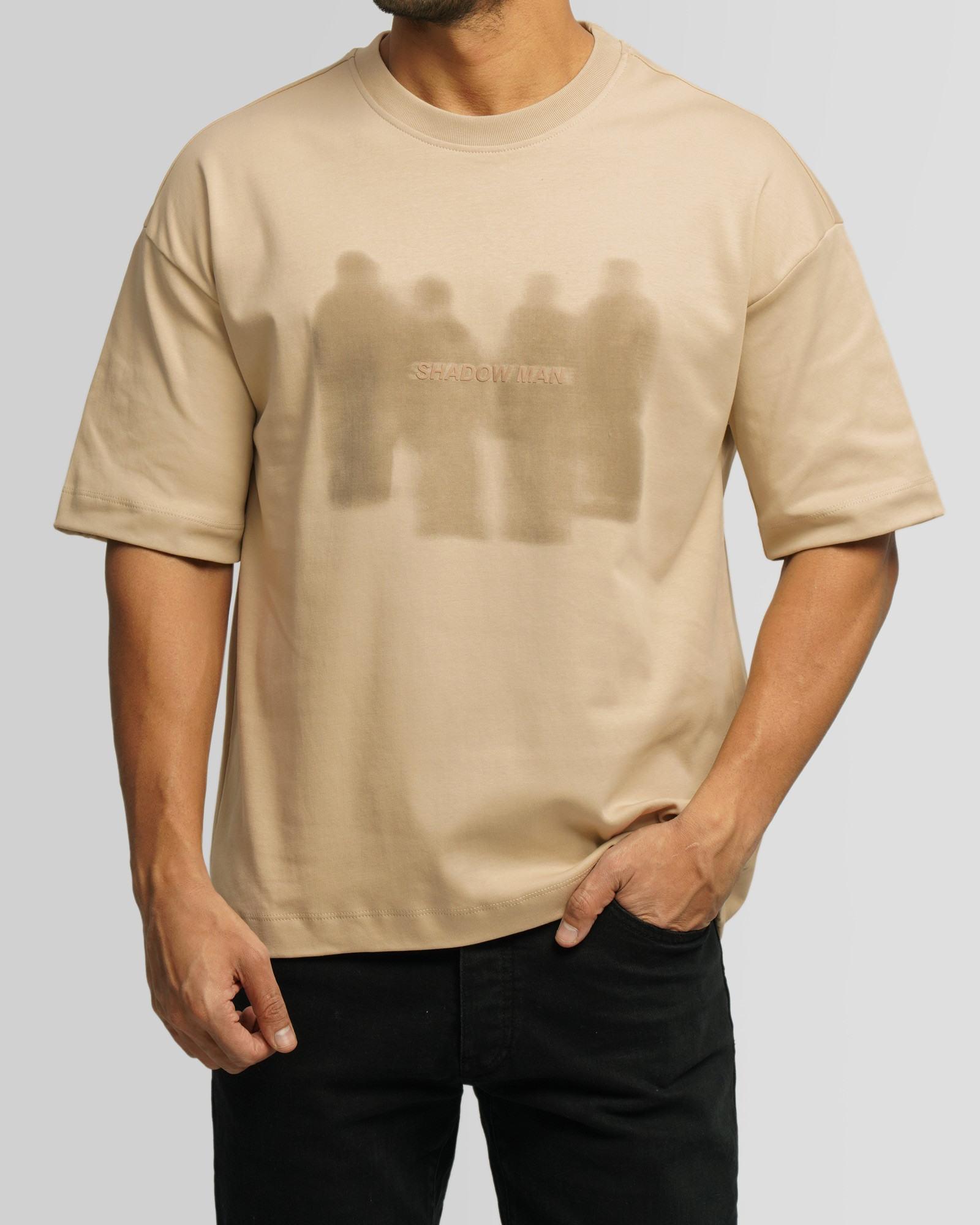 خرید و قیمت تیشرت طرح دار یقه گرد آستین کوتاه مردانه کرم 23496718