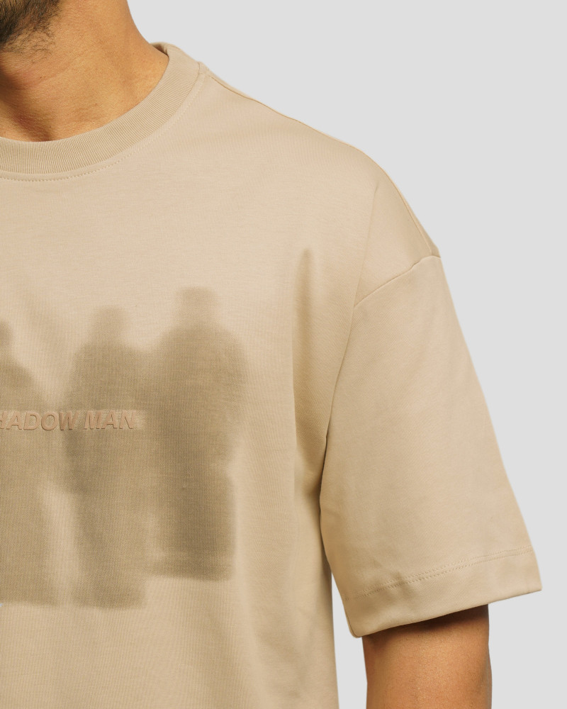 خرید و قیمت تیشرت طرح دار یقه گرد آستین کوتاه مردانه کرم 23496718